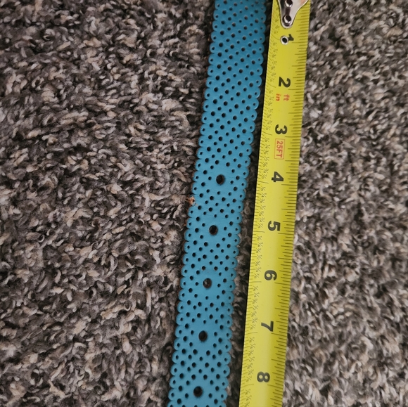 J.Crew Scalloped Perforated Leather Belt Turquoise - Picture 7 of 11